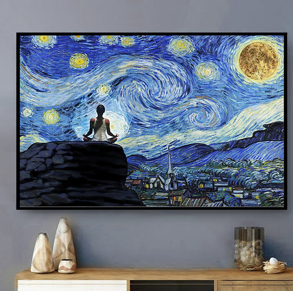 Yoga Love Peace Art Style - Horizontal Poster - Owl Ohh