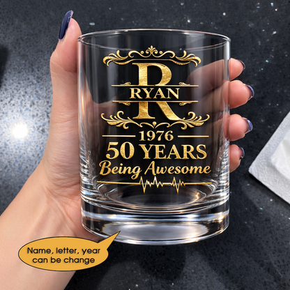 Glass Whiskey Age personalized name, year, letter for birthday Hot Sale