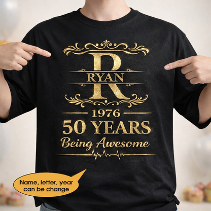 T-Shirt Age personalized name, year, letter for birthday