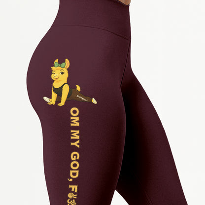 Om My God, Fck Yes Chill Llama Yoga Pants All-Over Print Women's High Waist Leggings | 5To9Style