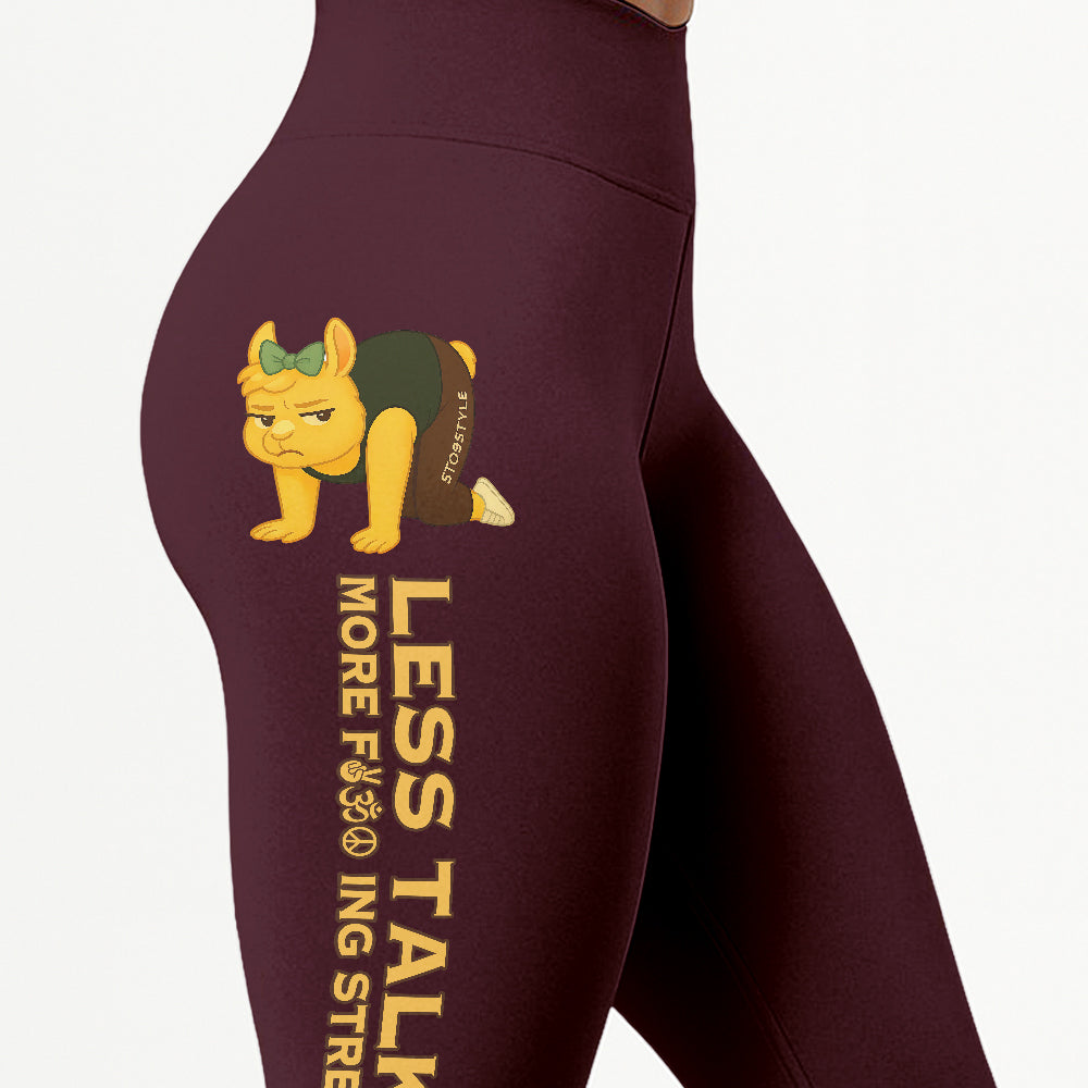 Less Talking, More Fcking Stretching Chill Llama Yoga Pants All-Over Print Women's High Waist Leggings | 5To9Style