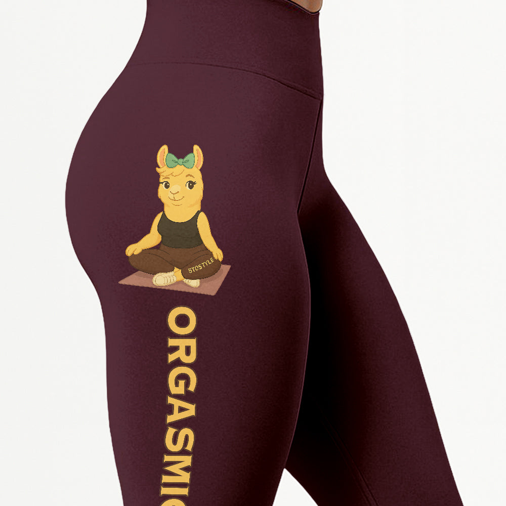 Orgasmic Om Chill Llama Yoga Pants All-Over Print Women's High Waist Leggings | 5To9Style