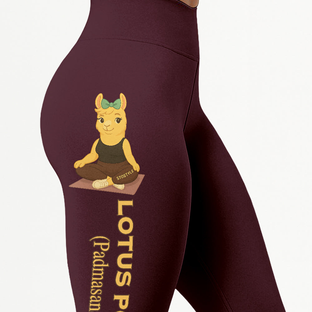 Lotus Pose (Padmasana) Chill Llama Yoga Pants All-Over Print Women's High Waist Leggings | 5To9Style
