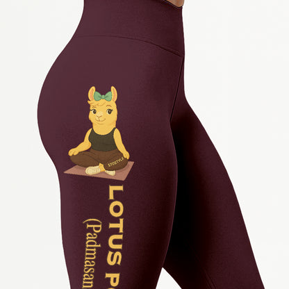 Lotus Pose (Padmasana) Chill Llama Yoga Pants All-Over Print Women's High Waist Leggings | 5To9Style