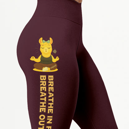 Breathe In Peace, Breathe Out Sht Chill Llama Yoga Pants All-Over Print Women's High Waist Leggings | 5To9Style