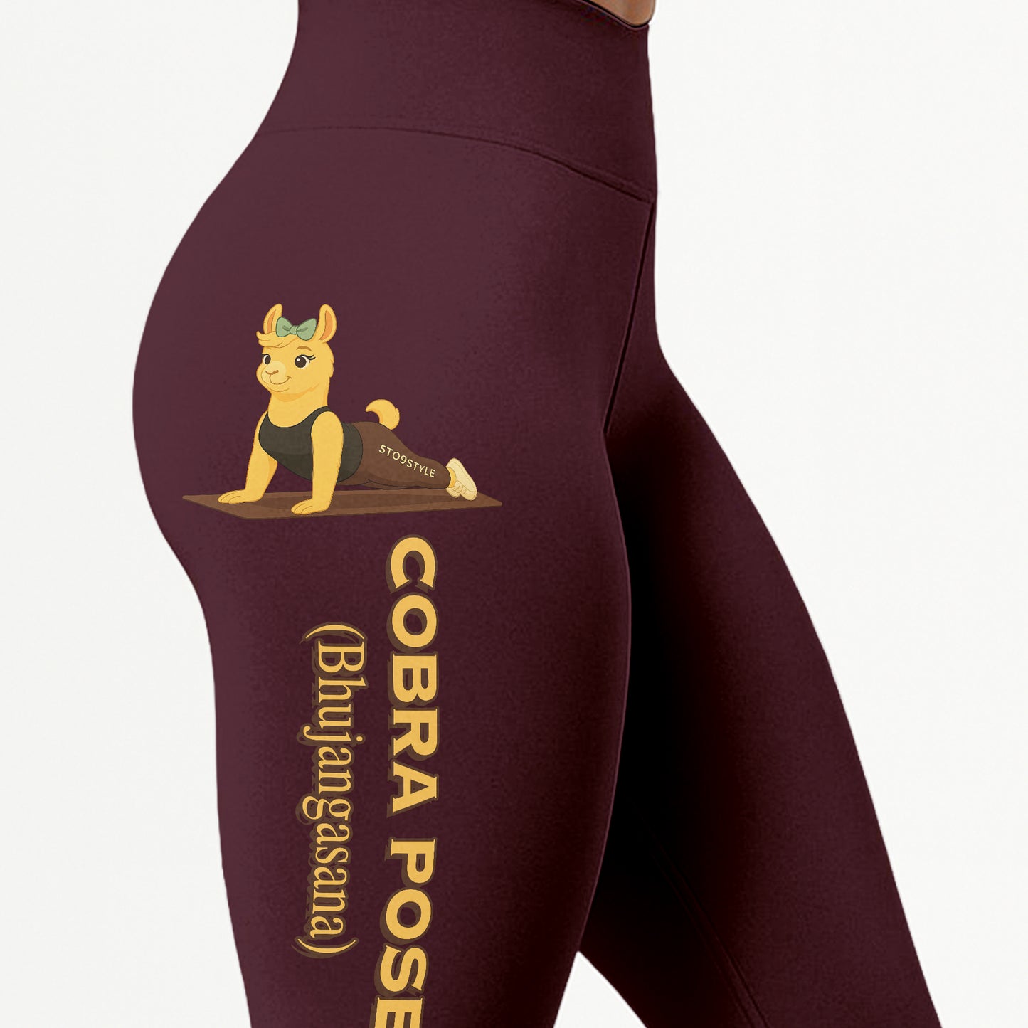 Cobra Pose (Bhujangasana) Chill Llama Yoga Pants All-Over Print Women's High Waist Leggings | 5To9Style