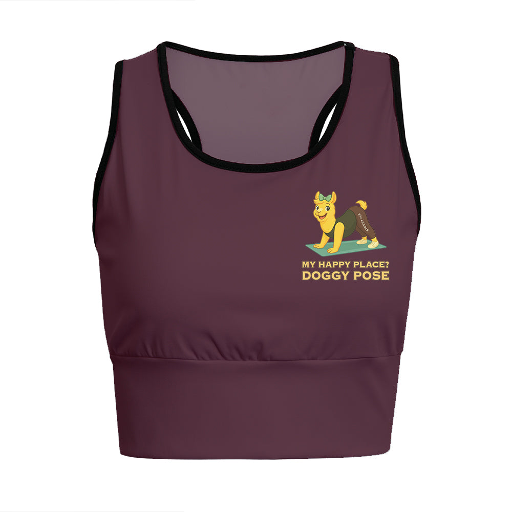 My Happy Place Doggy Pose Chill Llama Yoga Women's Sports Bra