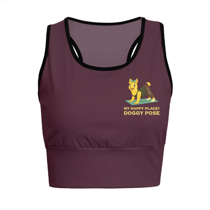 My Happy Place Doggy Pose Chill Llama Yoga Women's Sports Bra