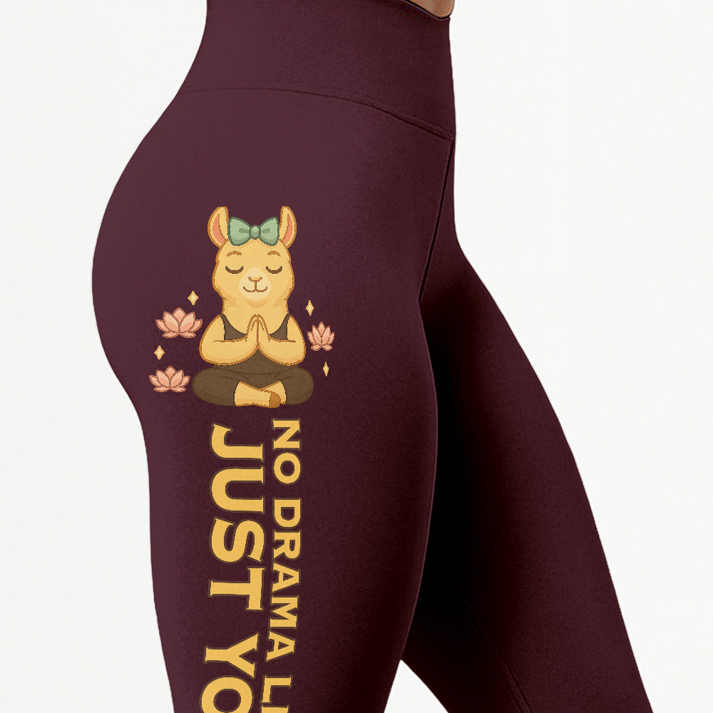 No Drama Llama, Just Yoga Lover Chill Llama Yoga Pants All-Over Print Women's High Waist Leggings | 5To9Style