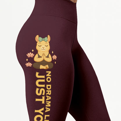 No Drama Llama, Just Yoga Lover Chill Llama Yoga Pants All-Over Print Women's High Waist Leggings | 5To9Style