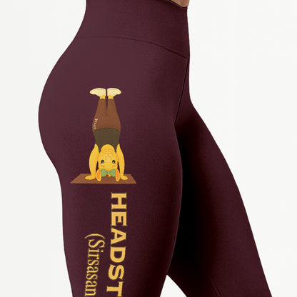 Headstand (Sirsasana) Chill Llama Yoga Pants All-Over Print Women's High Waist Leggings | 5To9Style