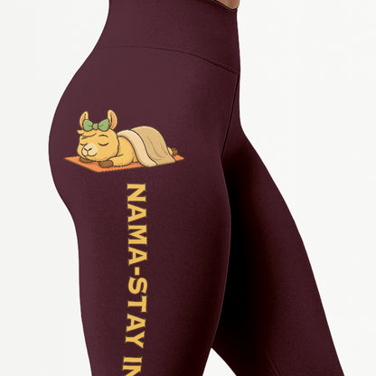 Nama-stay In Bed Chill Llama Yoga Pants All-Over Print Women's High Waist Leggings | 5To9Style