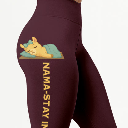 Nama-stay In Bed Cool Chill Llama Yoga Pants All-Over Print Women's High Waist Leggings | 5To9Style