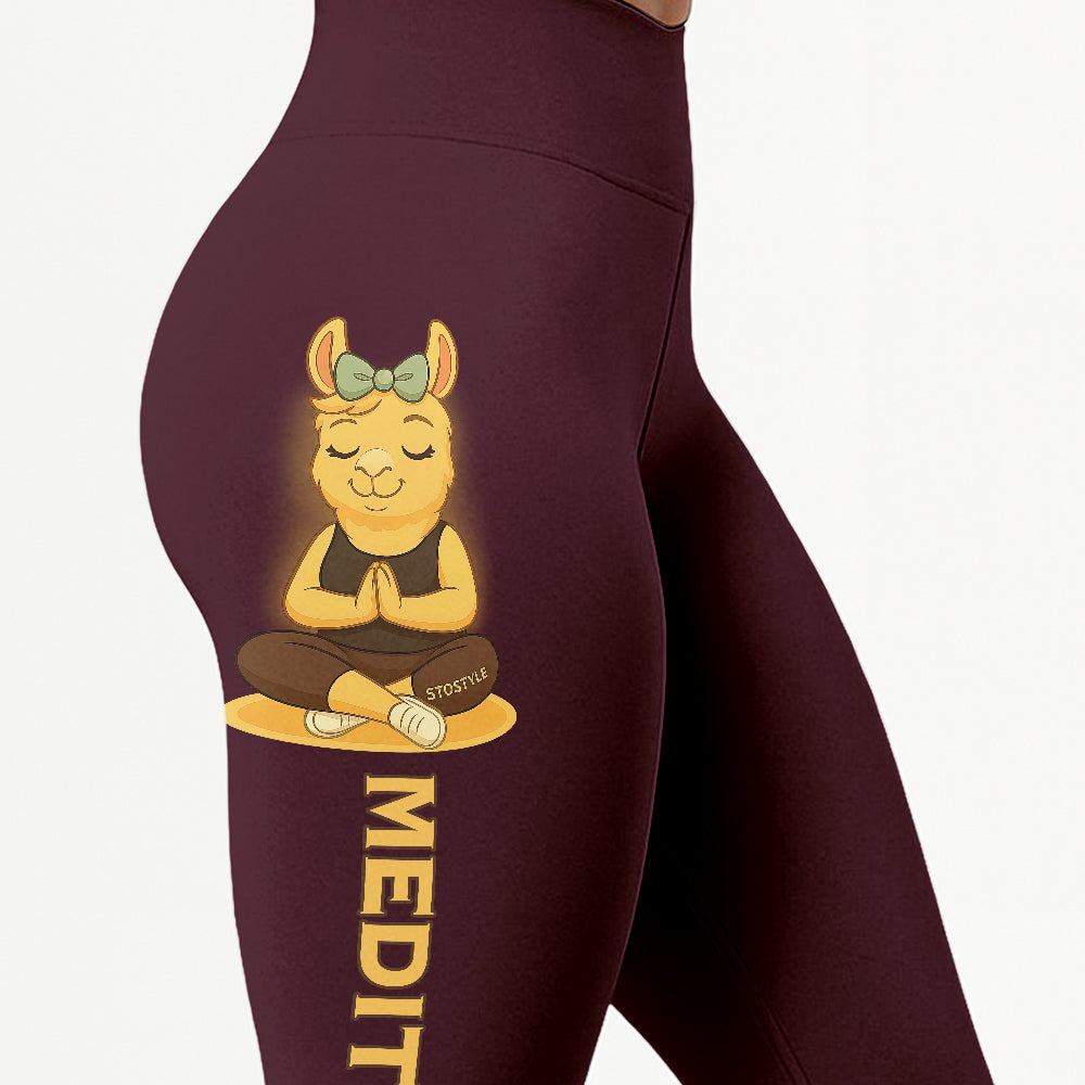 Medition Lover Cool Chill Llama Yoga Pants All-Over Print Women's High Waist Leggings | 5To9Style