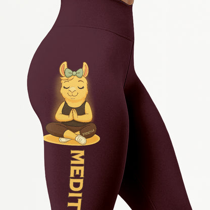Medition Lover Cool Chill Llama Yoga Pants All-Over Print Women's High Waist Leggings | 5To9Style
