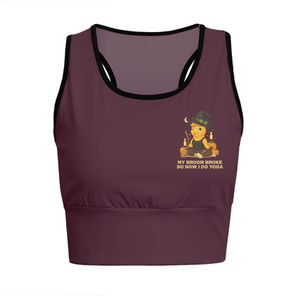 My Broom Broke So Now I Do Yoga Chill Llama Yoga Women's Sports Bra