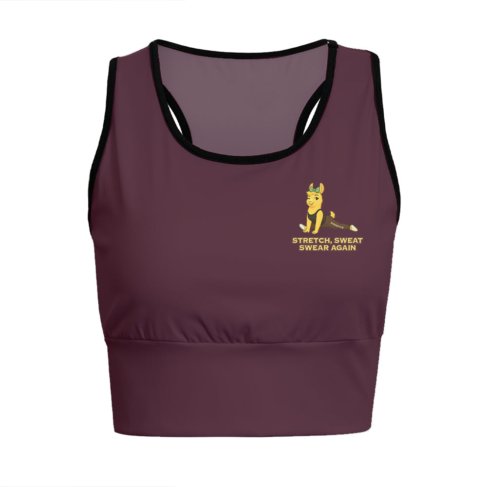 Stretch, Sweat, Swear Again Chill Llama Yoga Women's Sports Bra