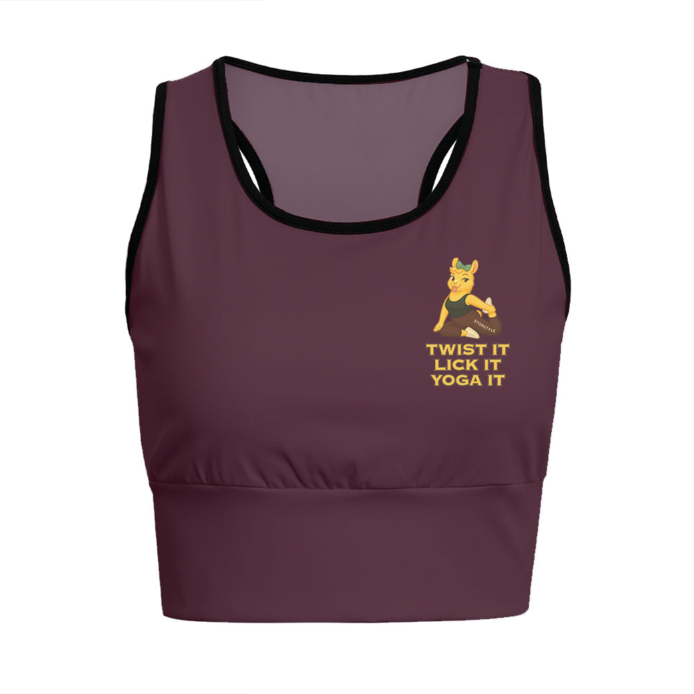 Twist It, Lick It, Yoga It Chill Llama Yoga Women's Sports Bra