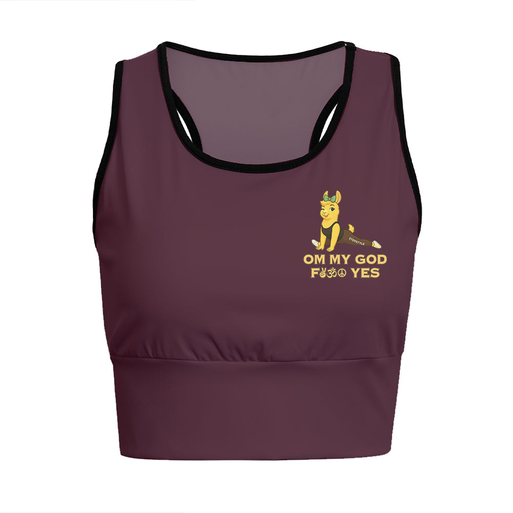 Om My God, Fck Yes Chill Llama Yoga Women's Sports Bra