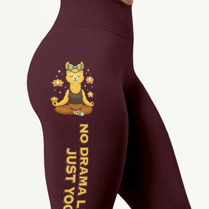 No Drama Llama, Just Yoga Cool Chill Llama Yoga Pants All-Over Print Women's High Waist Leggings | 5To9Style