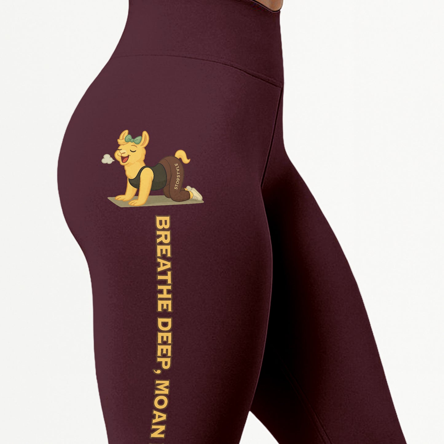 Breathe Deep, Moan Louder Chill Llama Yoga Pants All-Over Print Women's High Waist Leggings | 5To9Style