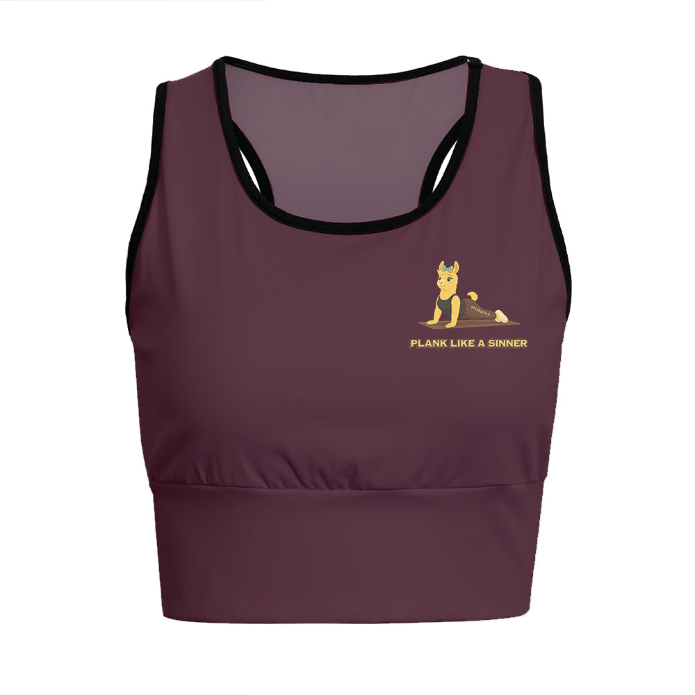 Plank Like A Sinner Chill Llama Yoga Women's Sports Bra