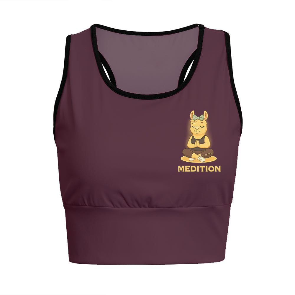 Medition Cool Chill Llama Yoga Women's Sports Bra