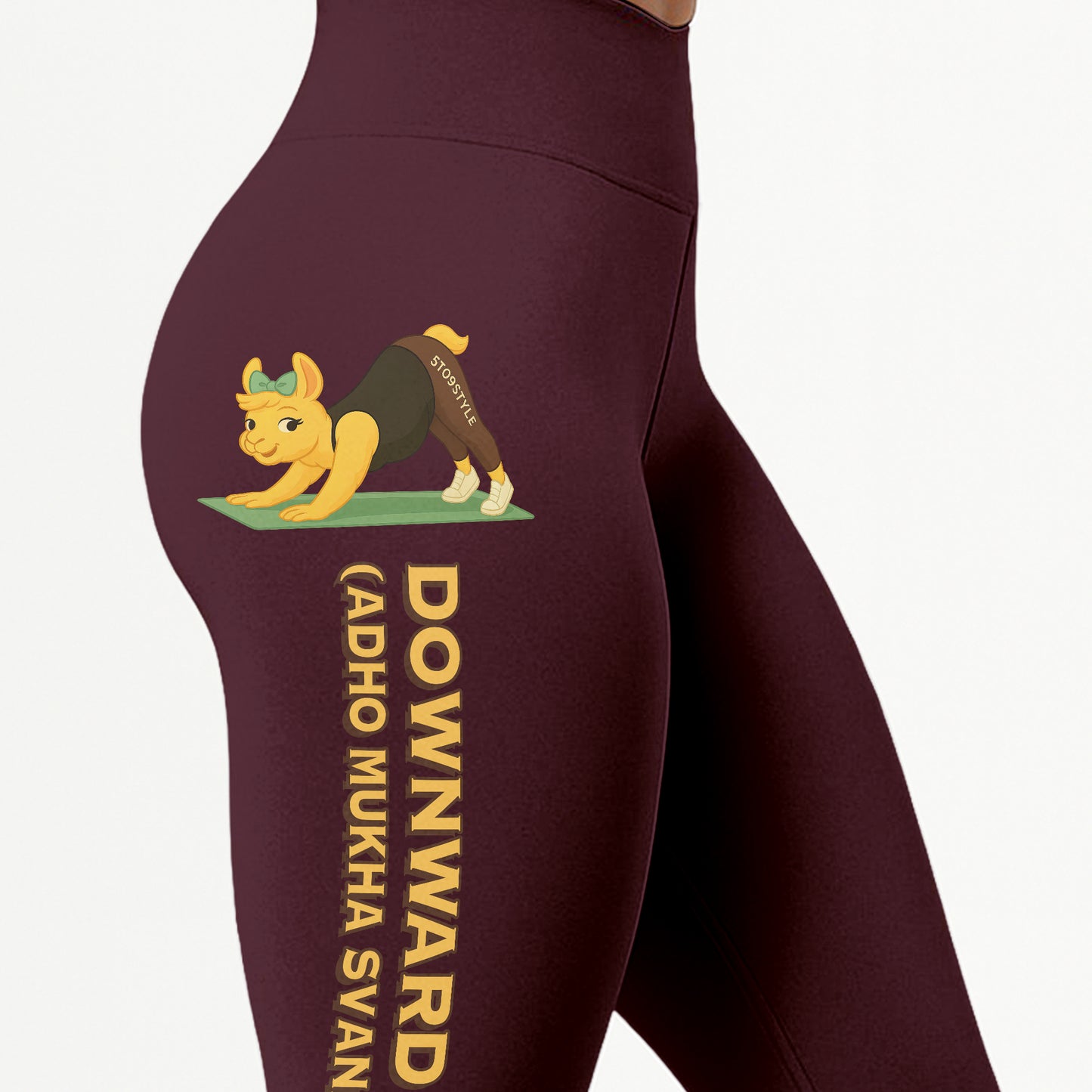 Downward Dog (Adho Mukha Svanasana) Chill Llama Yoga Pants All-Over Print Women's High Waist Leggings | 5To9Style