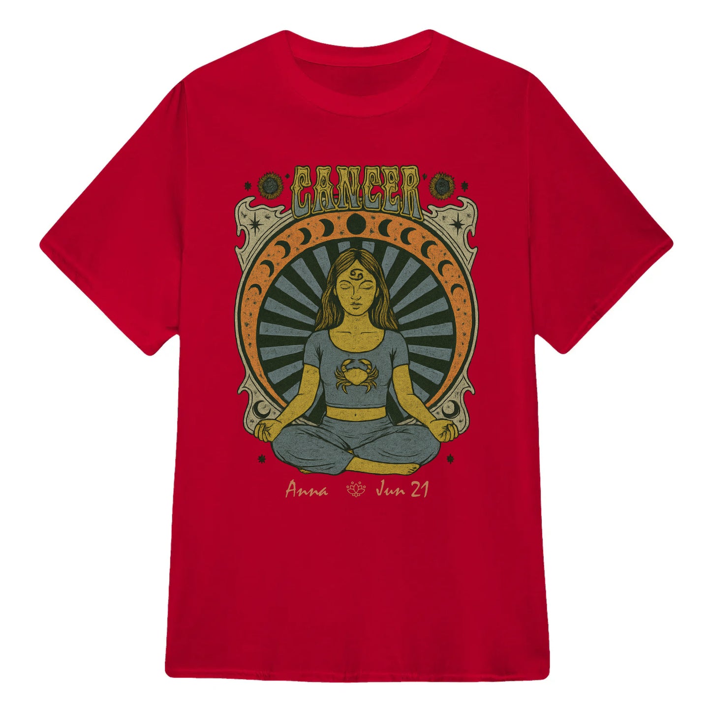 Zodiac Cancer Meditation Mandala Sun and Moon Symbols Yoga Classic Unisex T-Shirt | 5To9Style