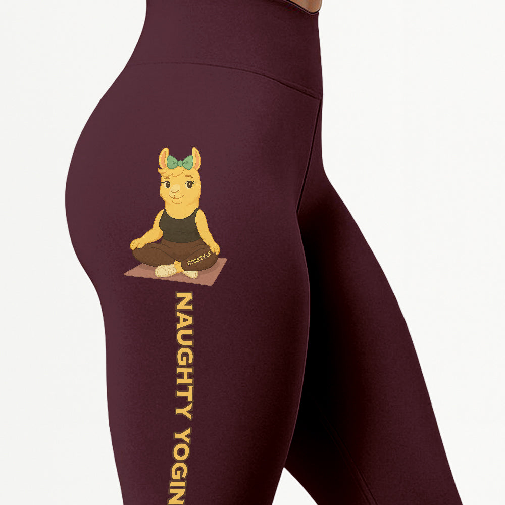 Naughty Yogini Vibes Chill Llama Yoga Pants All-Over Print Women's High Waist Leggings | 5To9Style
