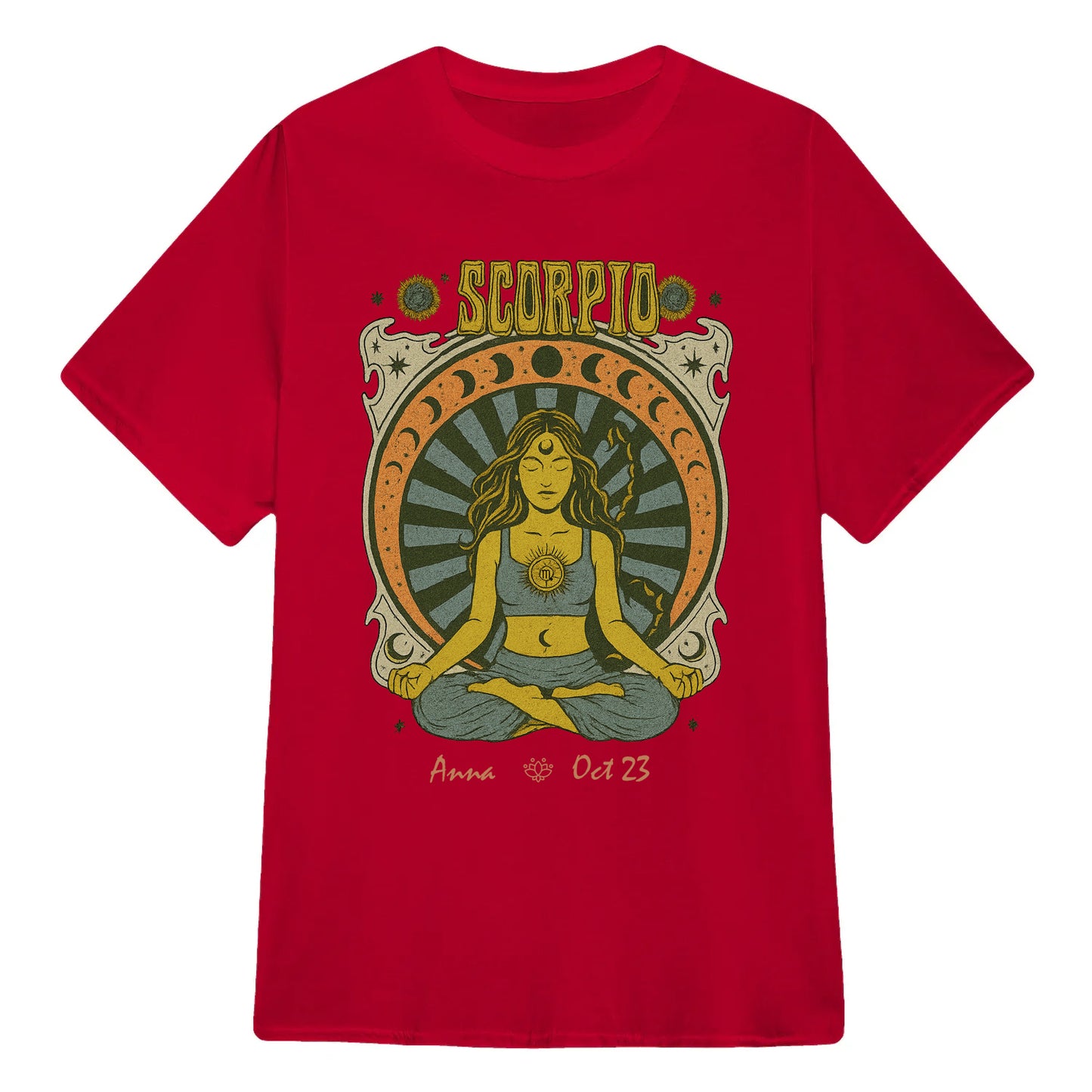 Zodiac Scorpio Meditation Mandala Sun and Moon Symbols Yoga Classic Unisex T-Shirt | 5To9Style