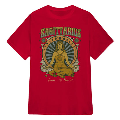 Zodiac Sagittarius Meditation Mandala Sun and Moon Symbols Yoga Classic Unisex T-Shirt | 5To9Style