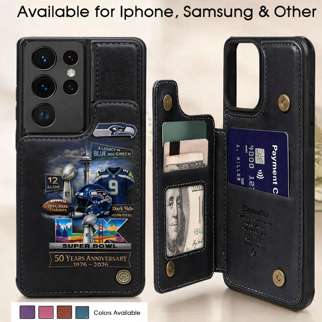 Football Super Bowl Phone Case SH Football LX Champion 2026 Leather Flip Wallet Phone Case