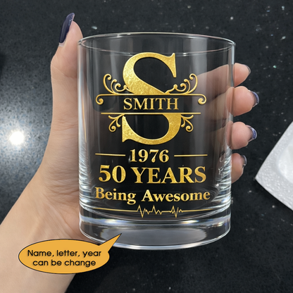 Glass Whiskey Age personalized name, year, letter for birthday Hot Sale