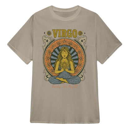 Zodiac Virgo Meditation Mandala Sun and Moon Symbols Yoga Classic Unisex T-Shirt | 5To9Style