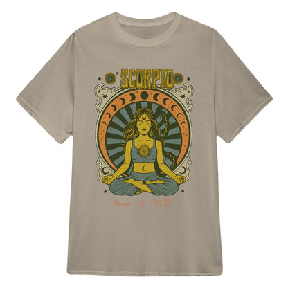 Zodiac Scorpio Meditation Mandala Sun and Moon Symbols Yoga Classic Unisex T-Shirt | 5To9Style