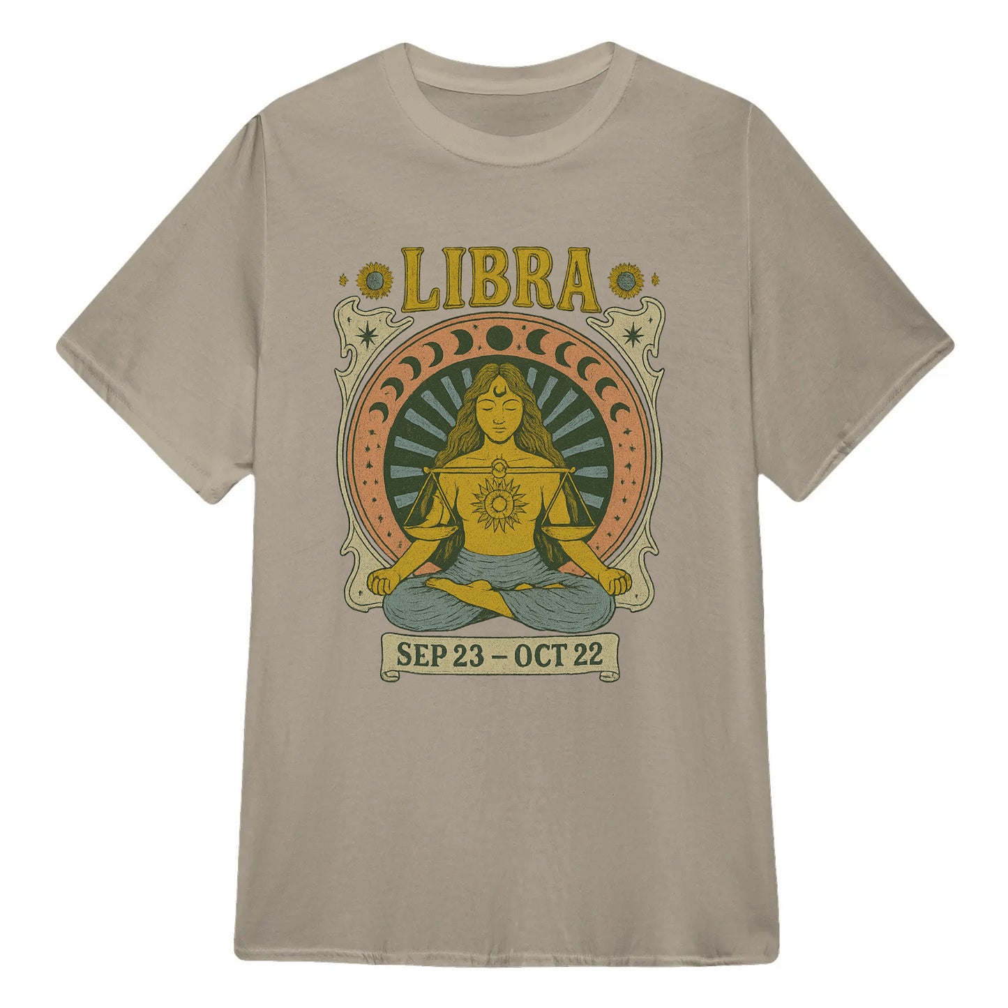 Libra Zodiac Meditation Moon Phase Yoga Classic Unisex T-Shirt | 5To9Style