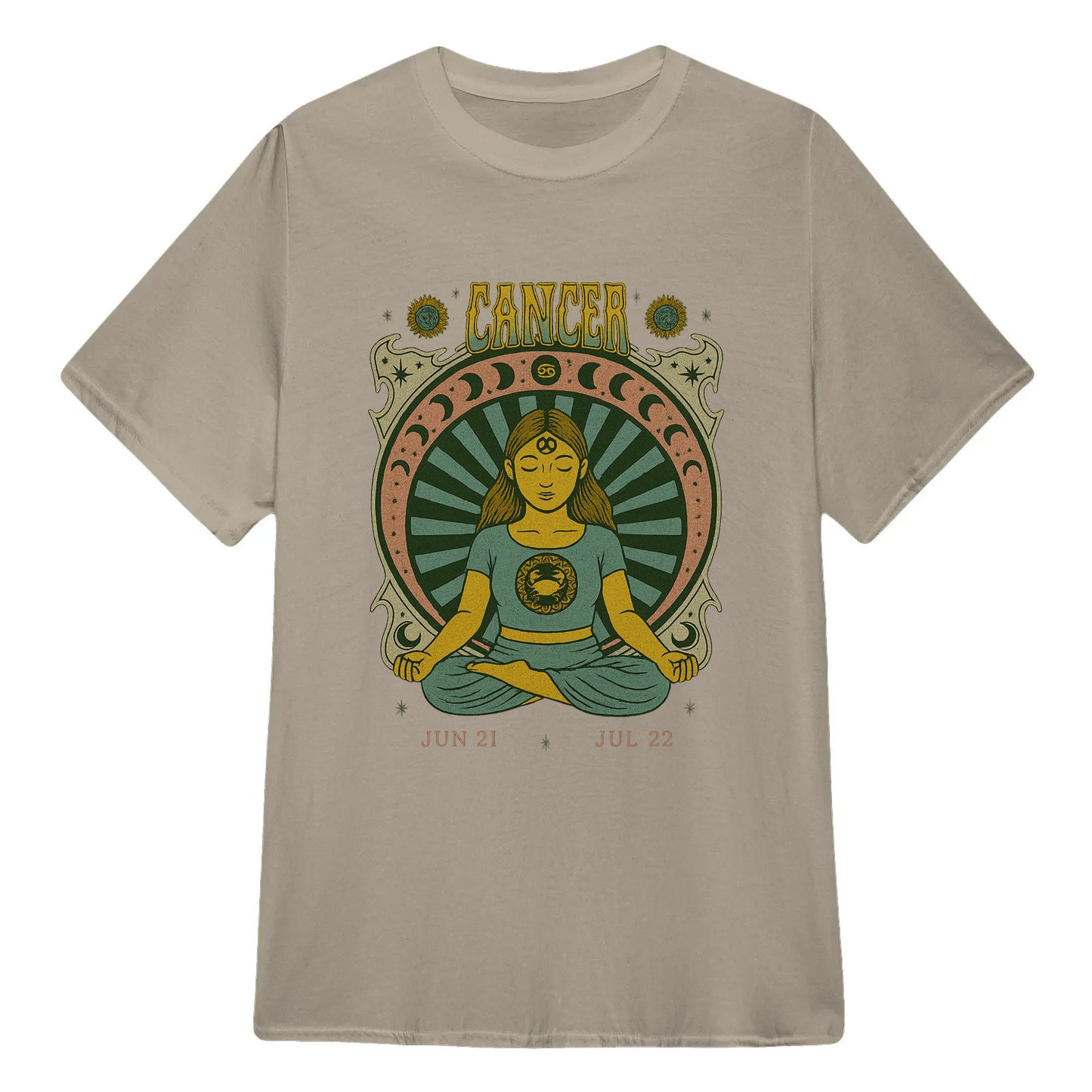 Cancer Zodiac Meditation Moon Phase Yoga Classic Unisex T-Shirt | 5To9Style
