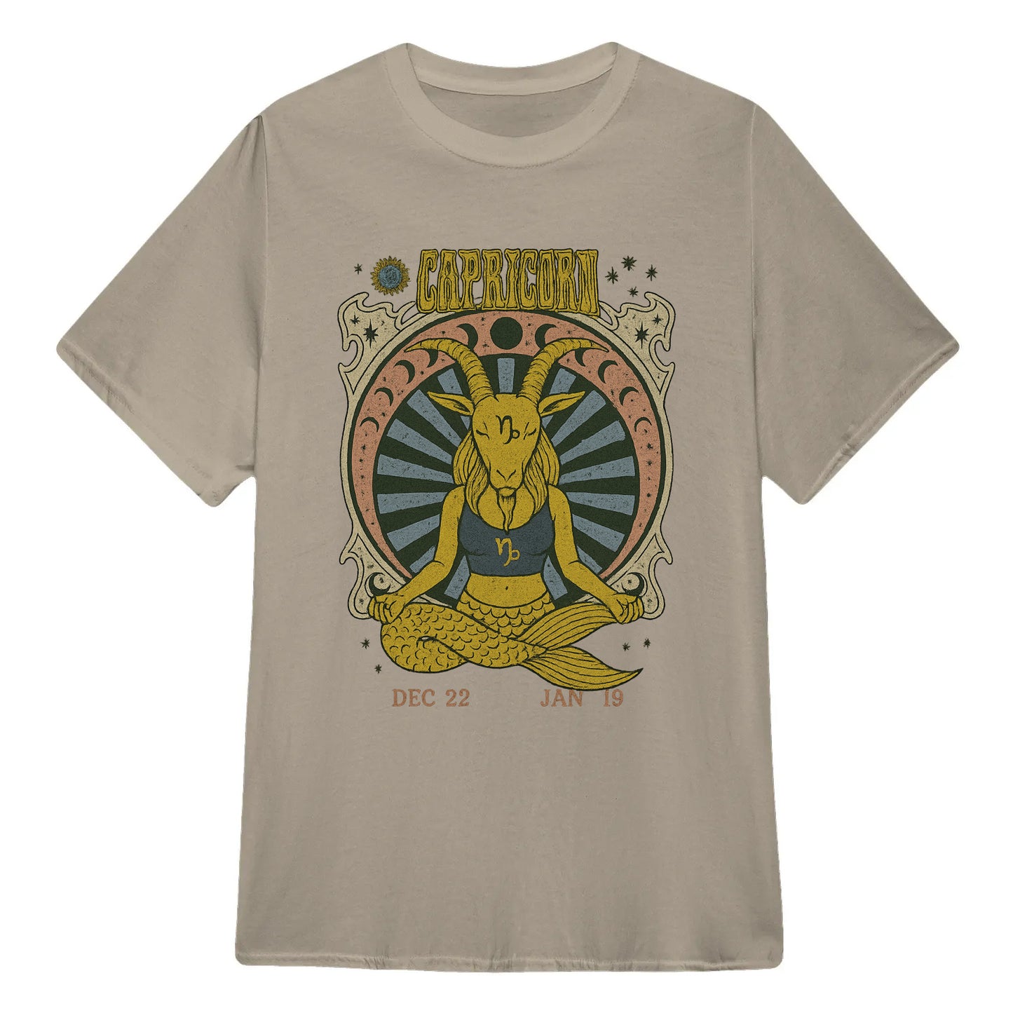 Capricorn Zodiac Meditation Moon Phase Yoga Classic Unisex T-Shirt | 5To9Style