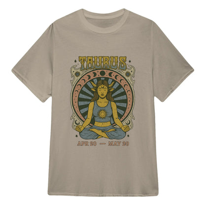 Taurus Zodiac Meditation Moon Phase Yoga Classic Unisex T-Shirt | 5To9Style