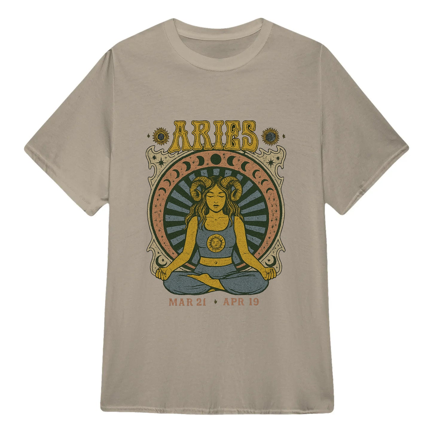 Aries Zodiac Meditation Moon Phase Yoga Classic Unisex T-Shirt | 5To9Style