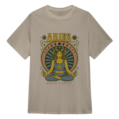 Aries Zodiac Meditation Moon Phase Yoga Classic Unisex T-Shirt | 5To9Style