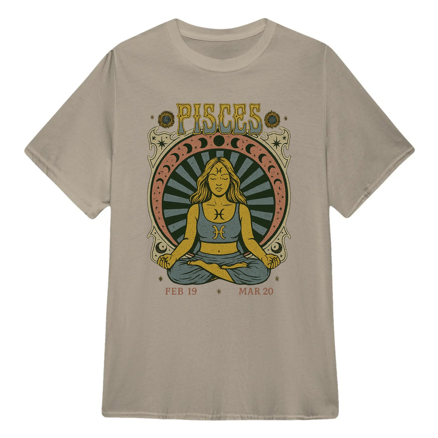Pisces Zodiac Meditation Moon Phase Yoga Classic Unisex T-Shirt | 5To9Style