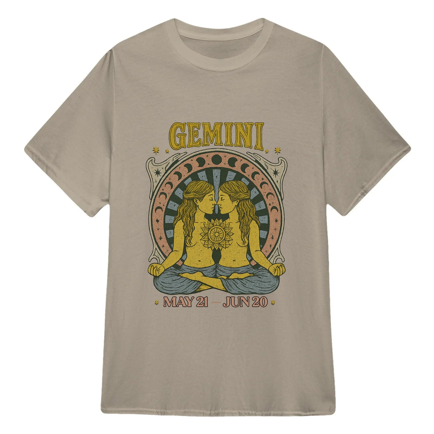 Gemini Zodiac Meditation Moon Phase Yoga Classic Unisex T-Shirt | 5To9Style