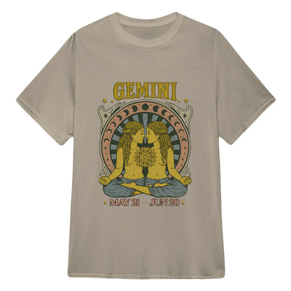 Gemini Zodiac Meditation Moon Phase Yoga Classic Unisex T-Shirt | 5To9Style
