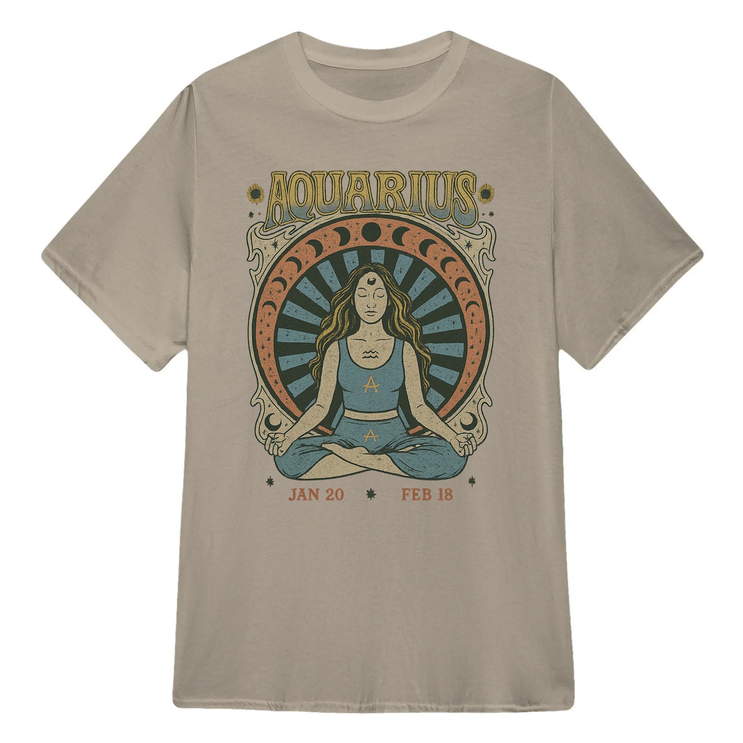 Aquarius Zodiac Meditation Moon Phase Yoga Classic Unisex T-Shirt | 5To9Style