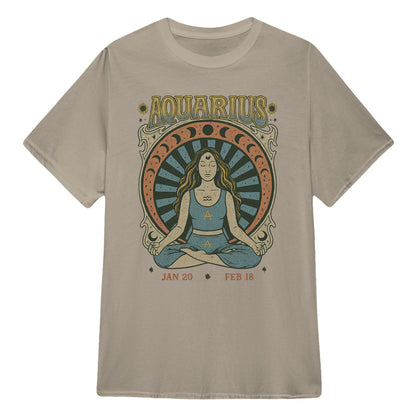 Aquarius Zodiac Meditation Moon Phase Yoga Classic Unisex T-Shirt | 5To9Style