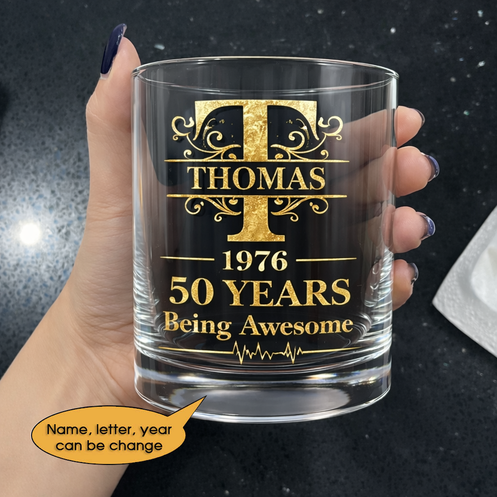 Glass Whiskey Age personalized name, year, letter for birthday Hot Sale