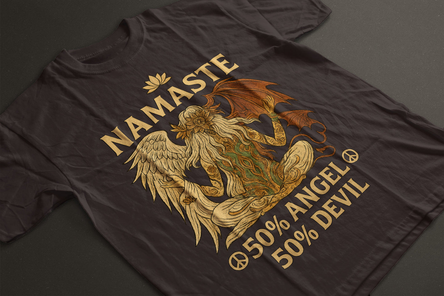 Yoga T-shirt Namaste 50% Angel 50% Devil  Yoga Classic Unisex T-Shirt | 5To9Style