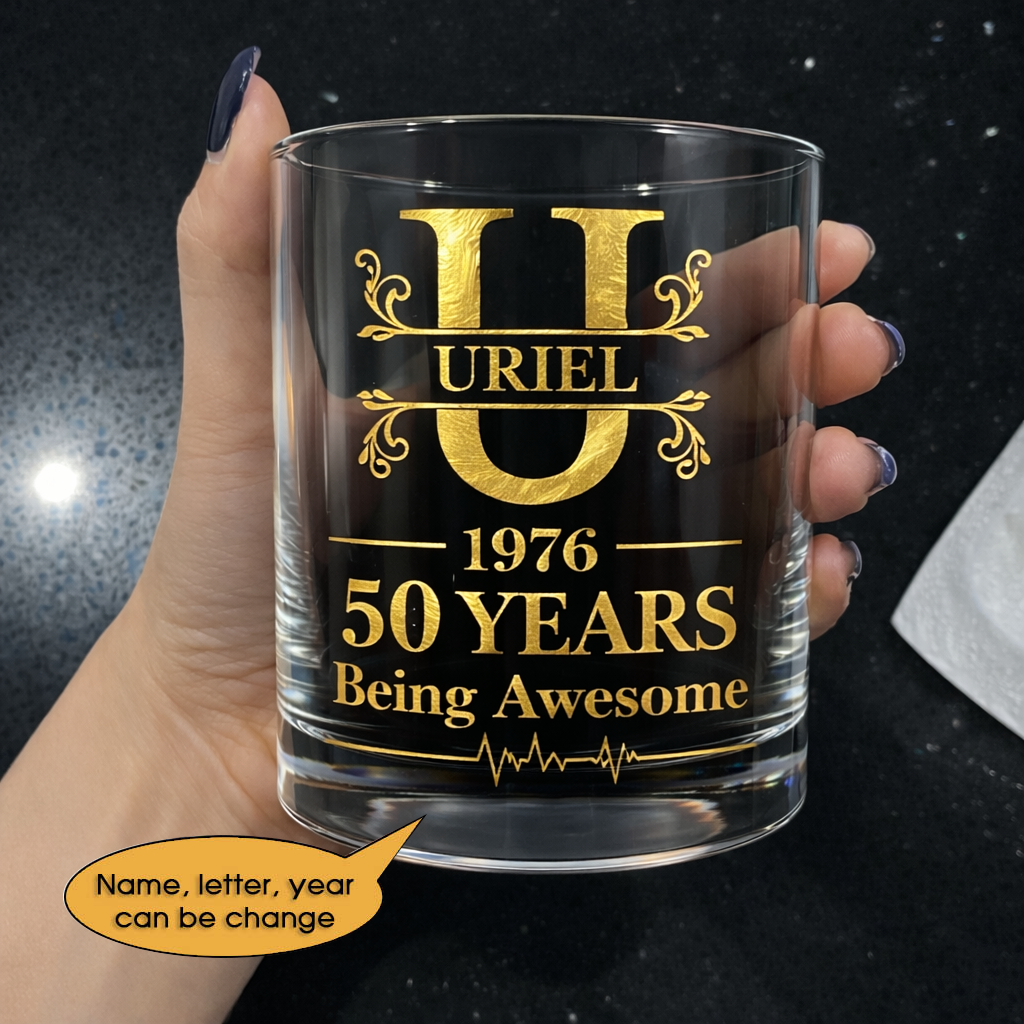 Glass Whiskey Age personalized name, year, letter for birthday Hot Sale